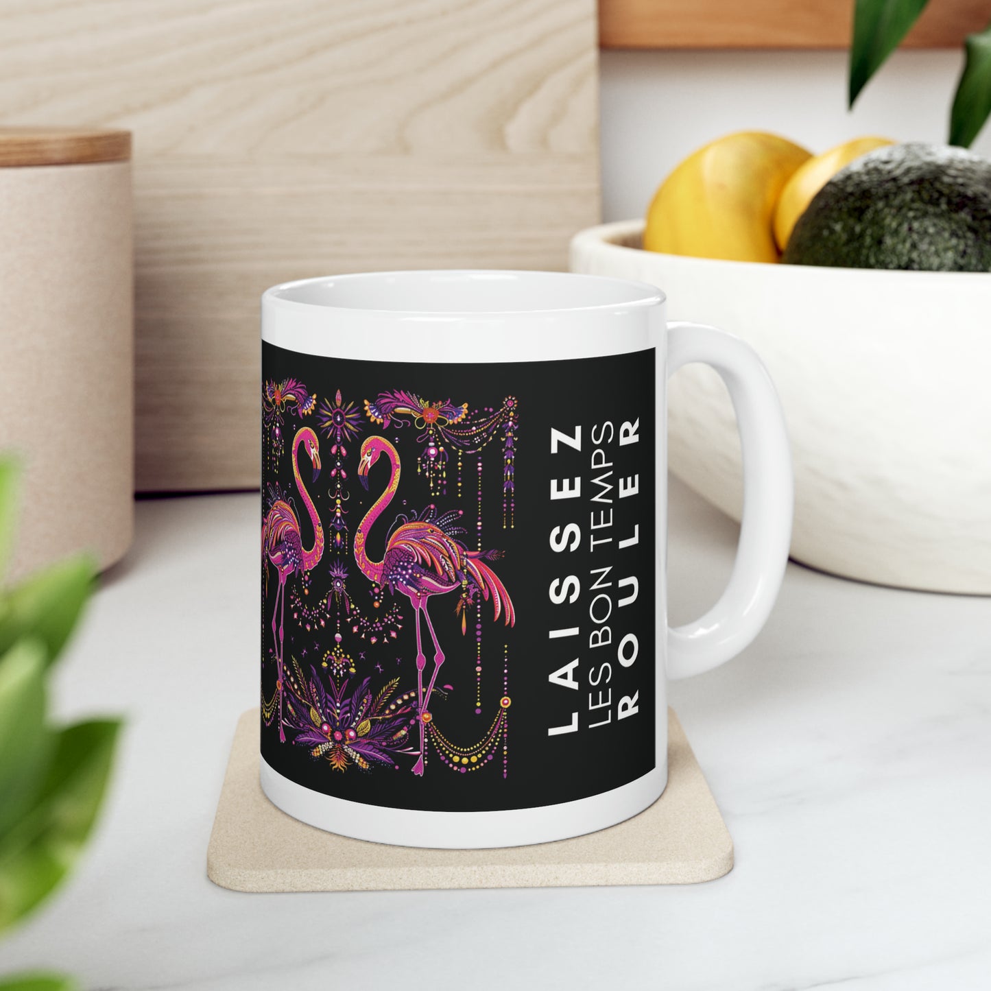 Laissez Les Bon Temps Rouler Mardi Gras Flamingo Mug, 11oz - ShadowCrafts Studio