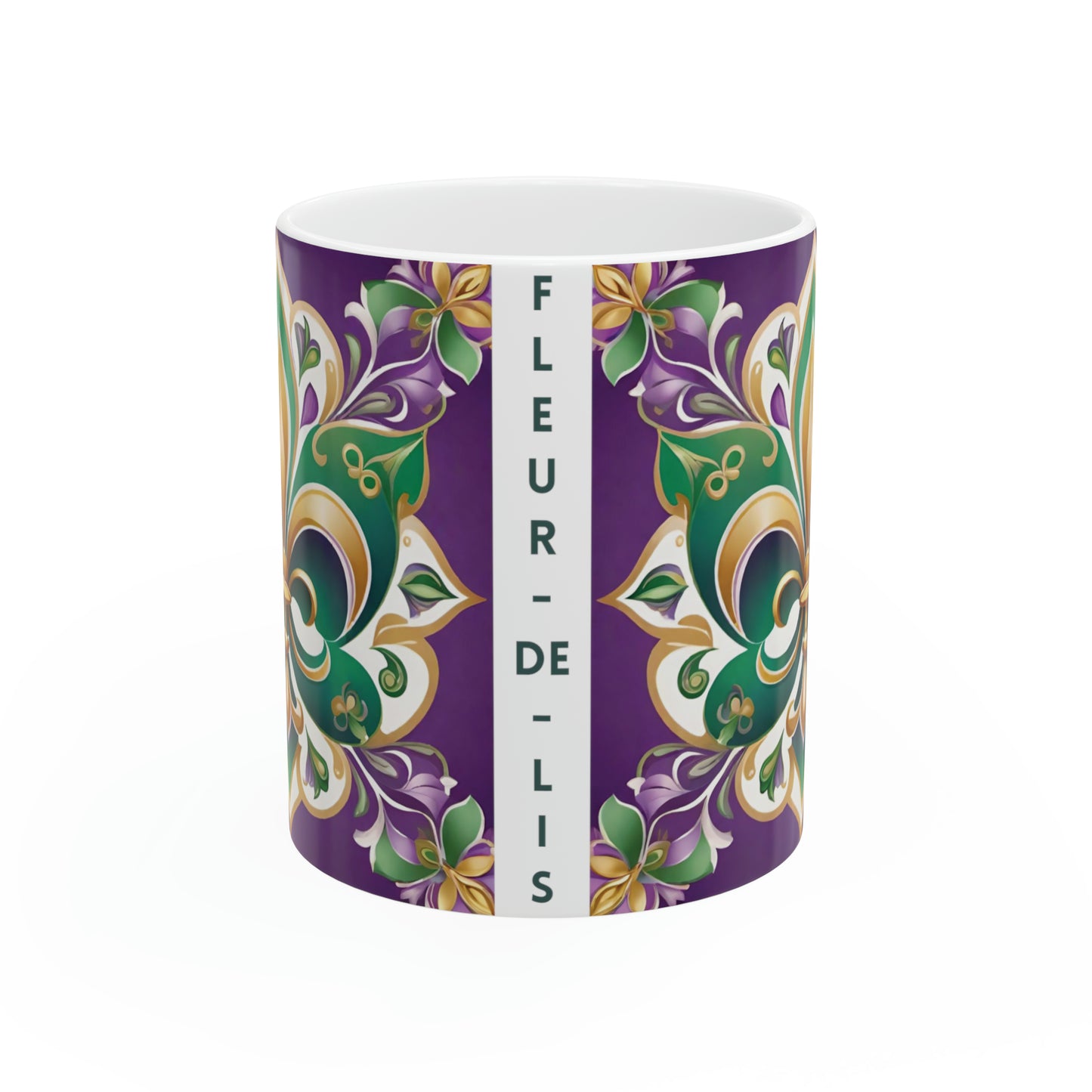 Mardi Gras Fleur de Lis Mug, 11oz - ShadowCrafts Studio