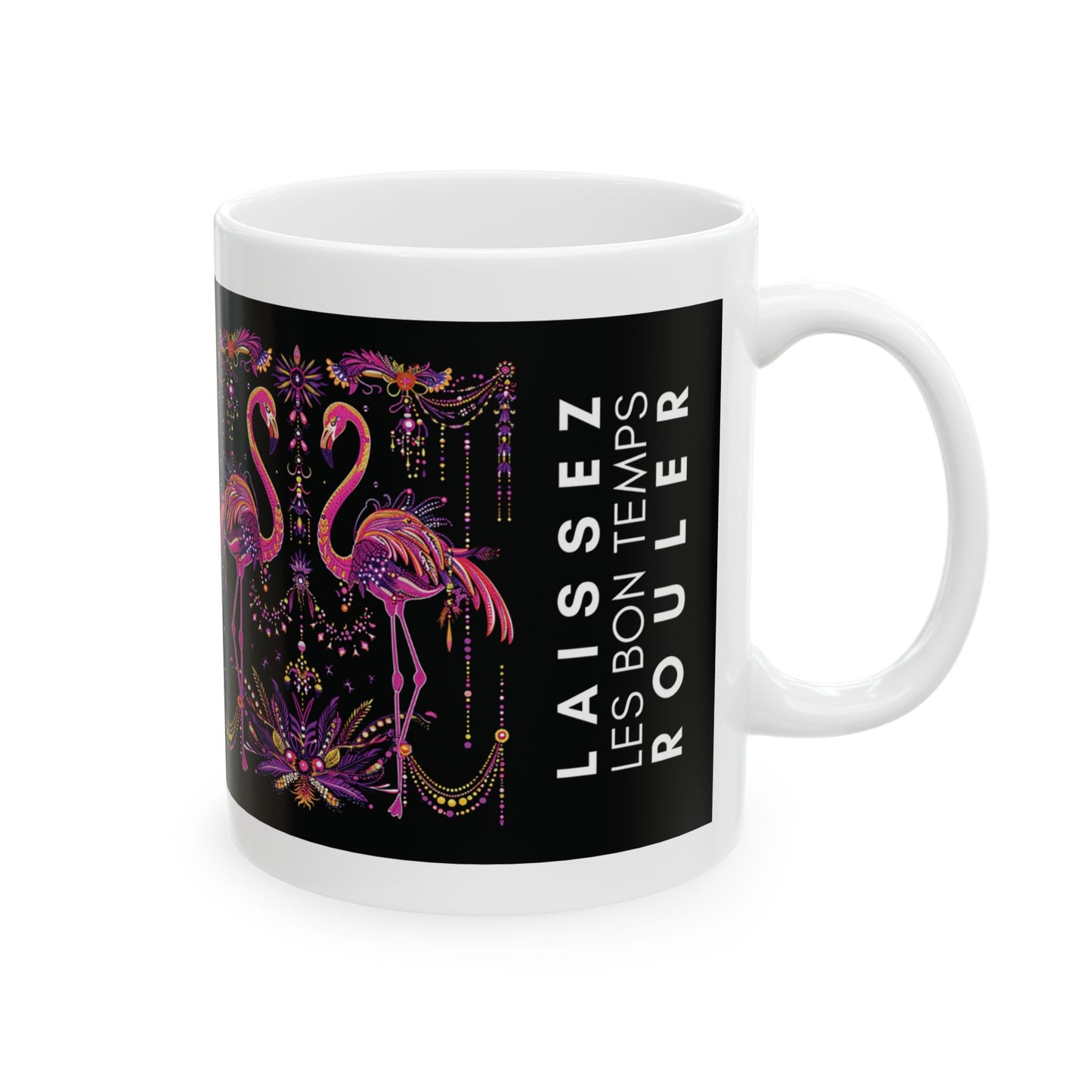 Laissez Les Bon Temps Rouler Mardi Gras Flamingo Mug, 11oz