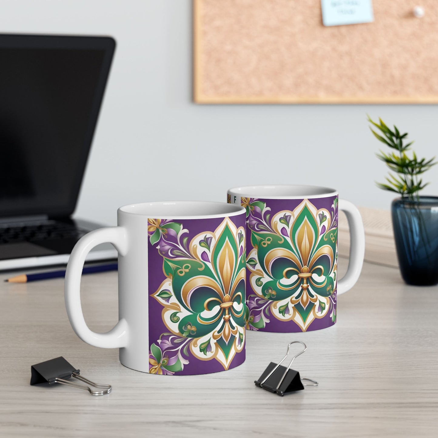 Mardi Gras Fleur de Lis Mug, 11oz