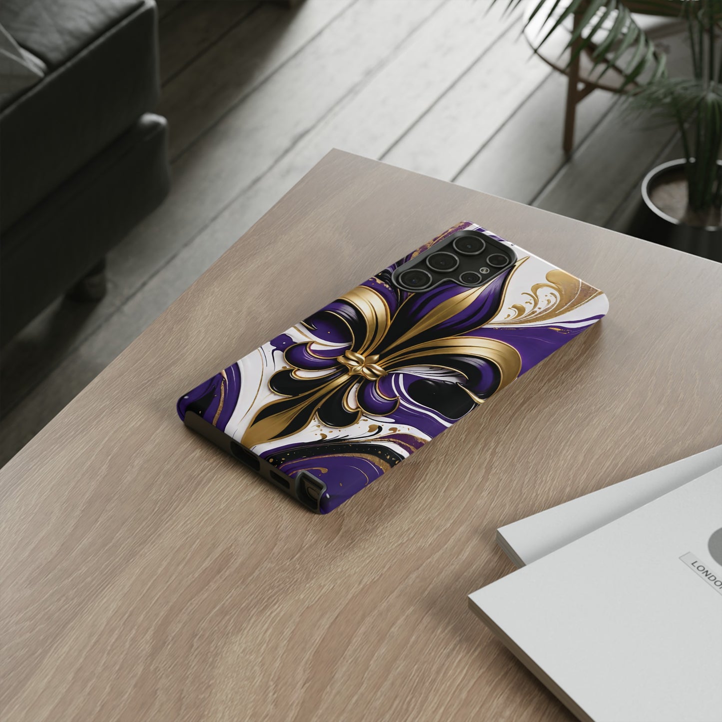 Purple and Gold Fleur-de-Lis 02