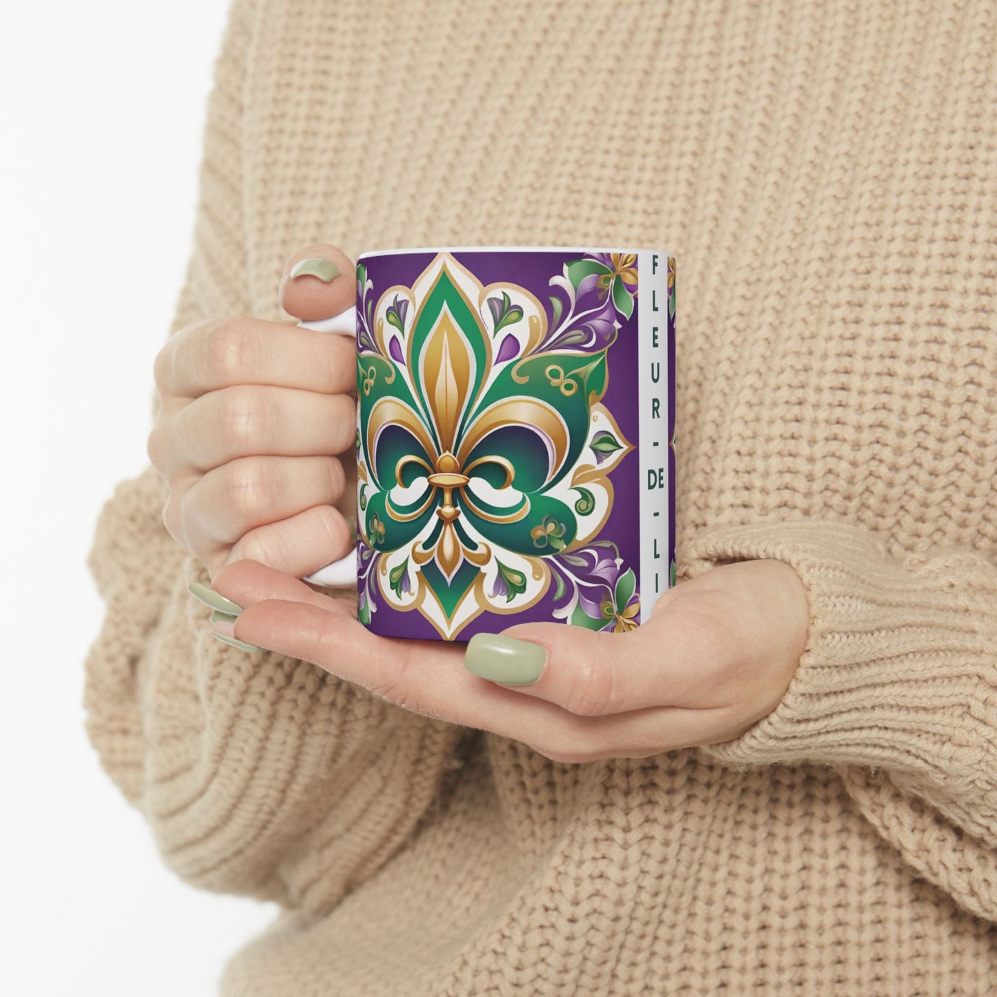 Mardi Gras Fleur de Lis Mug, 11oz