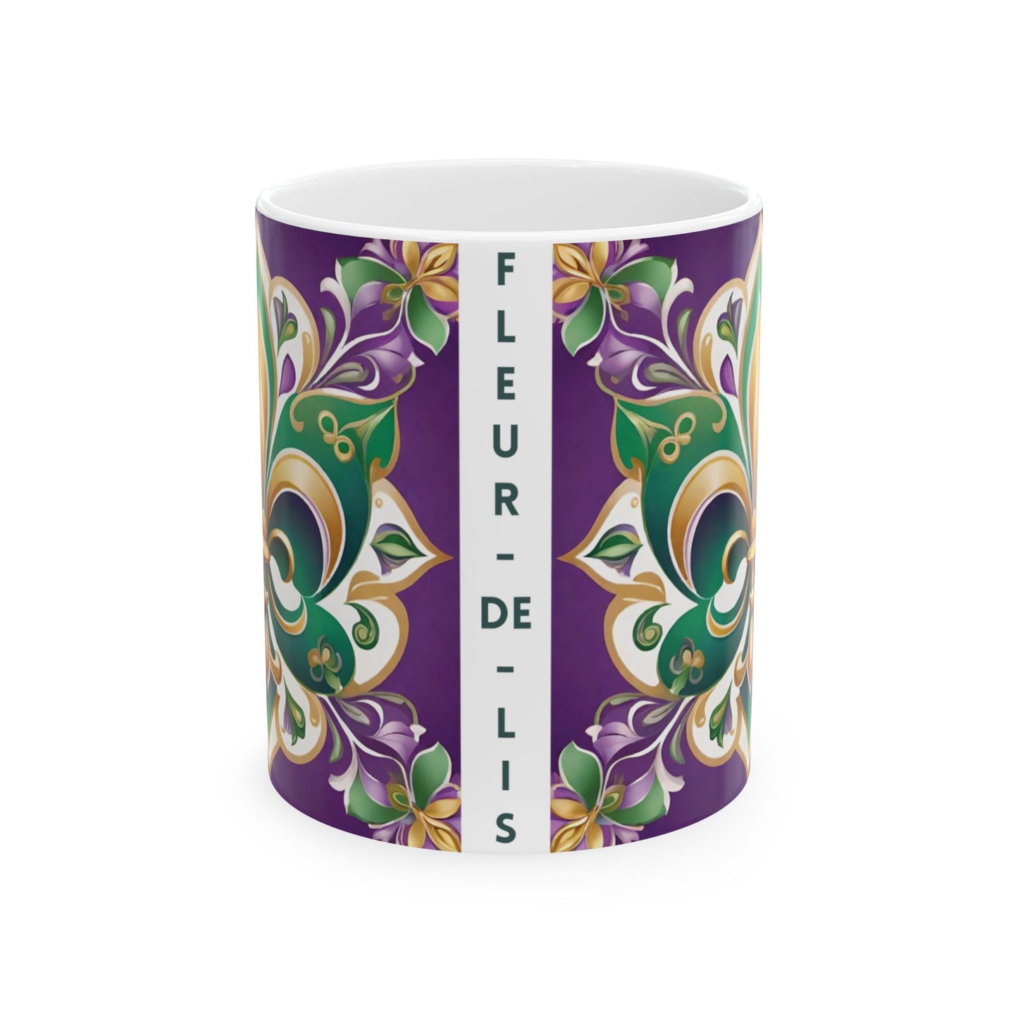 Mardi Gras Fleur de Lis Mug, 11oz