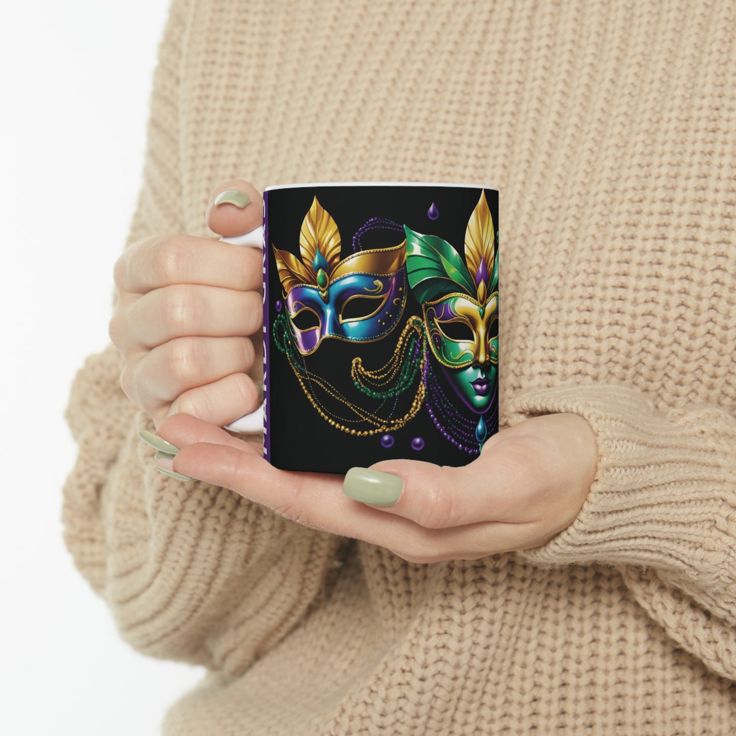 Mardi Gras Mask Mug 01, 11oz - ShadowCrafts Studio