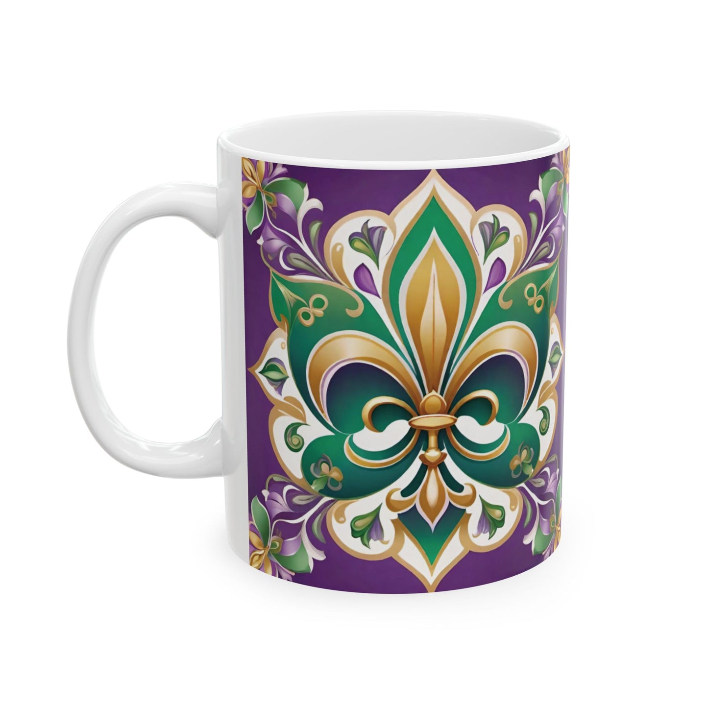 Mardi Gras Fleur de Lis Mug, 11oz