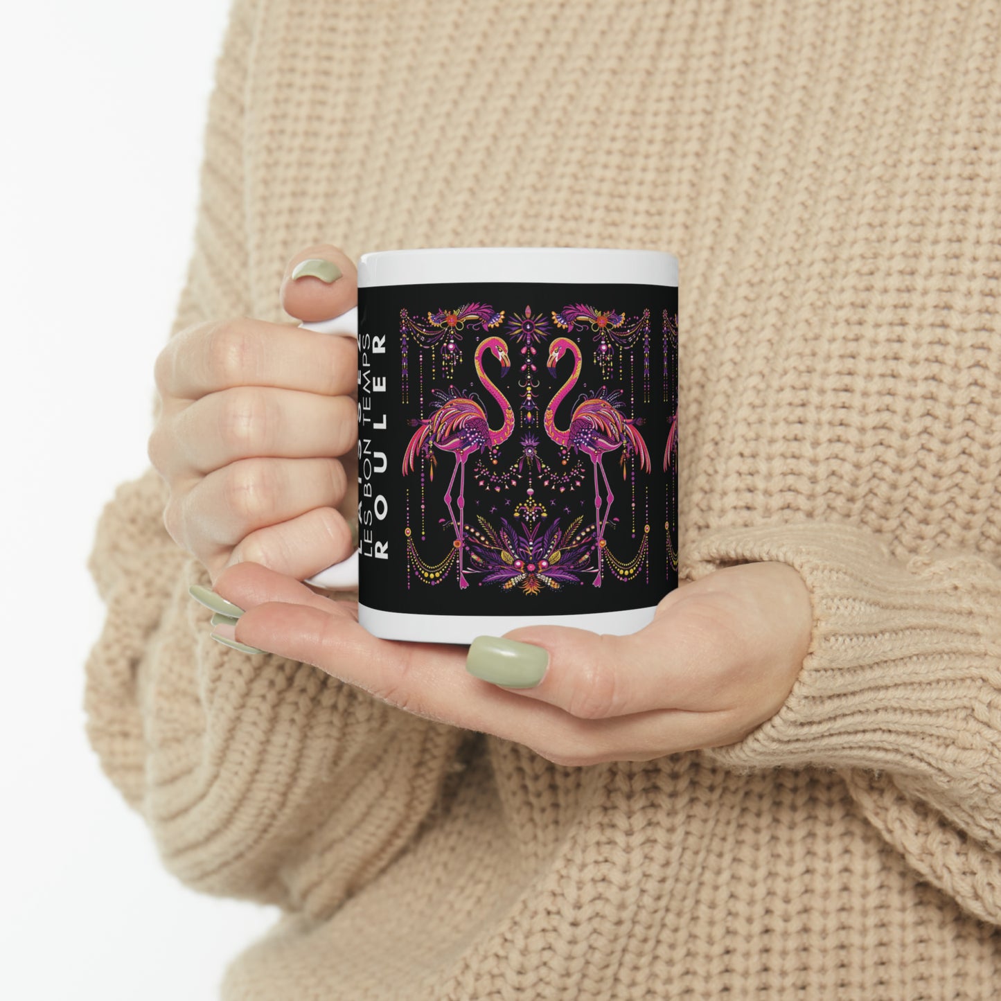 Laissez Les Bon Temps Rouler Mardi Gras Flamingo Mug, 11oz - ShadowCrafts Studio