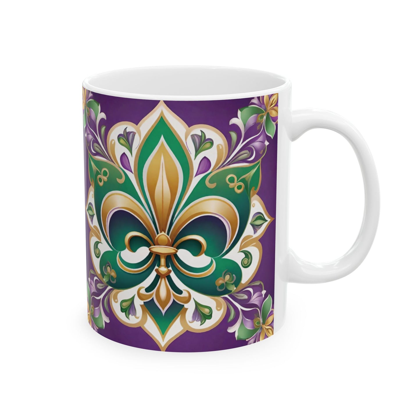 Mardi Gras Fleur de Lis Mug, 11oz