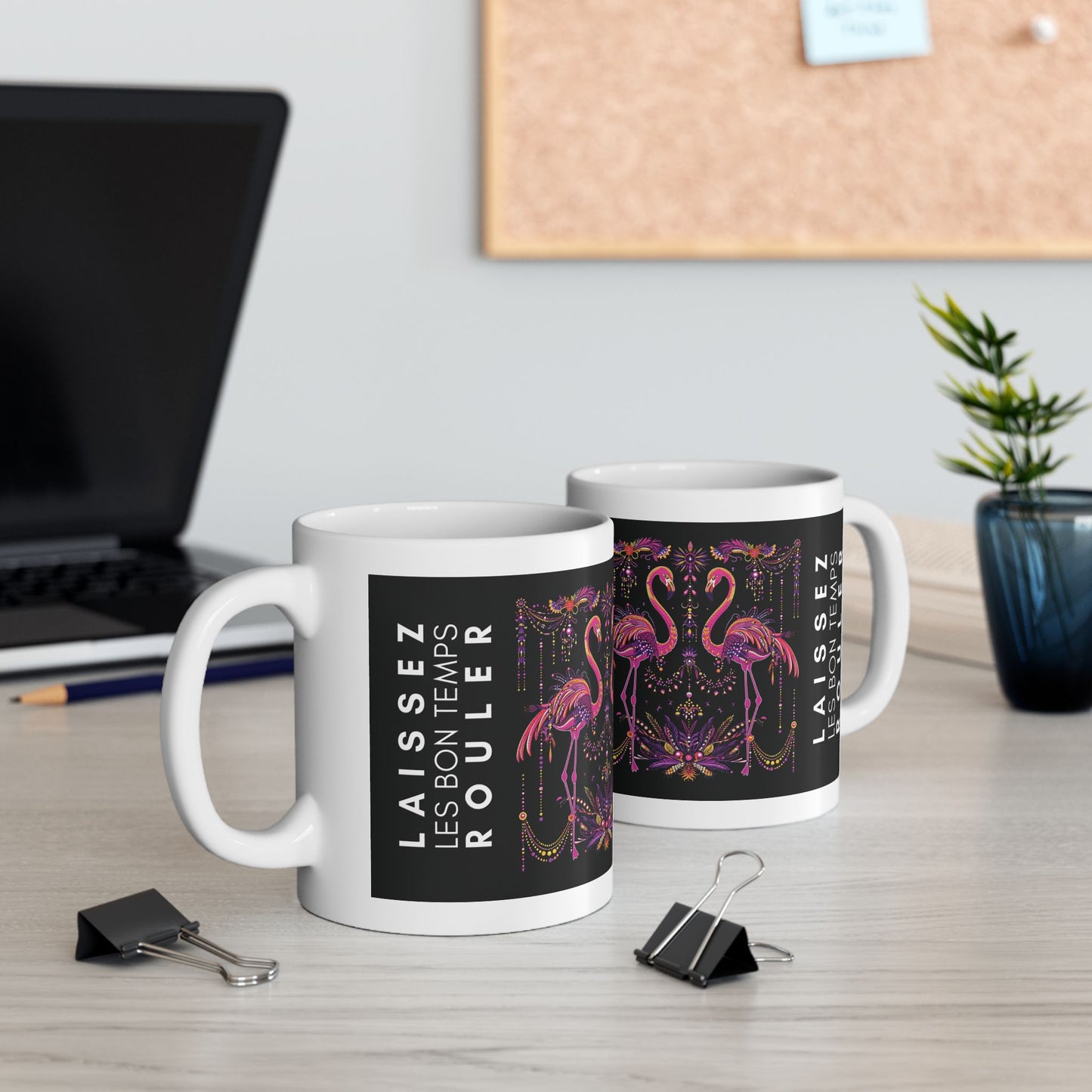 Laissez Les Bon Temps Rouler Mardi Gras Flamingo Mug, 11oz