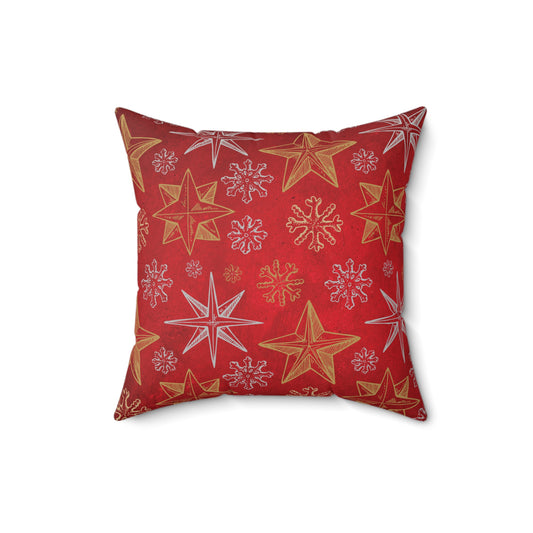 Holiday Stars and Snowflakes Square Pillow