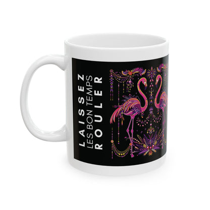 Laissez Les Bon Temps Rouler Mardi Gras Flamingo Mug, 11oz