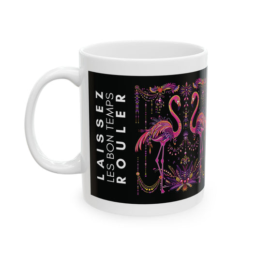 Laissez Les Bon Temps Rouler Mardi Gras Flamingo Mug, 11oz
