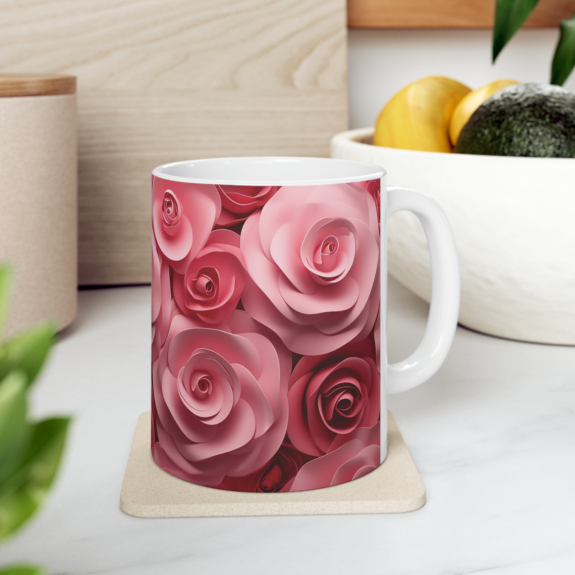 Pink Roses Mug, 11oz - ShadowCrafts Studio