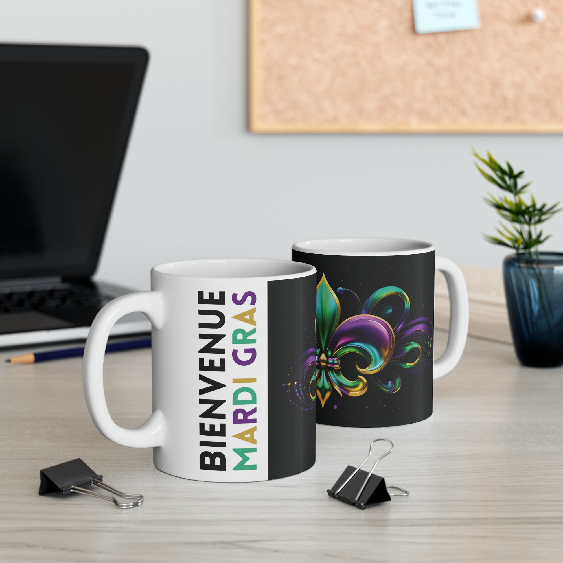 Bienvenue Mardi Gras Mug, 11oz - ShadowCrafts Studio