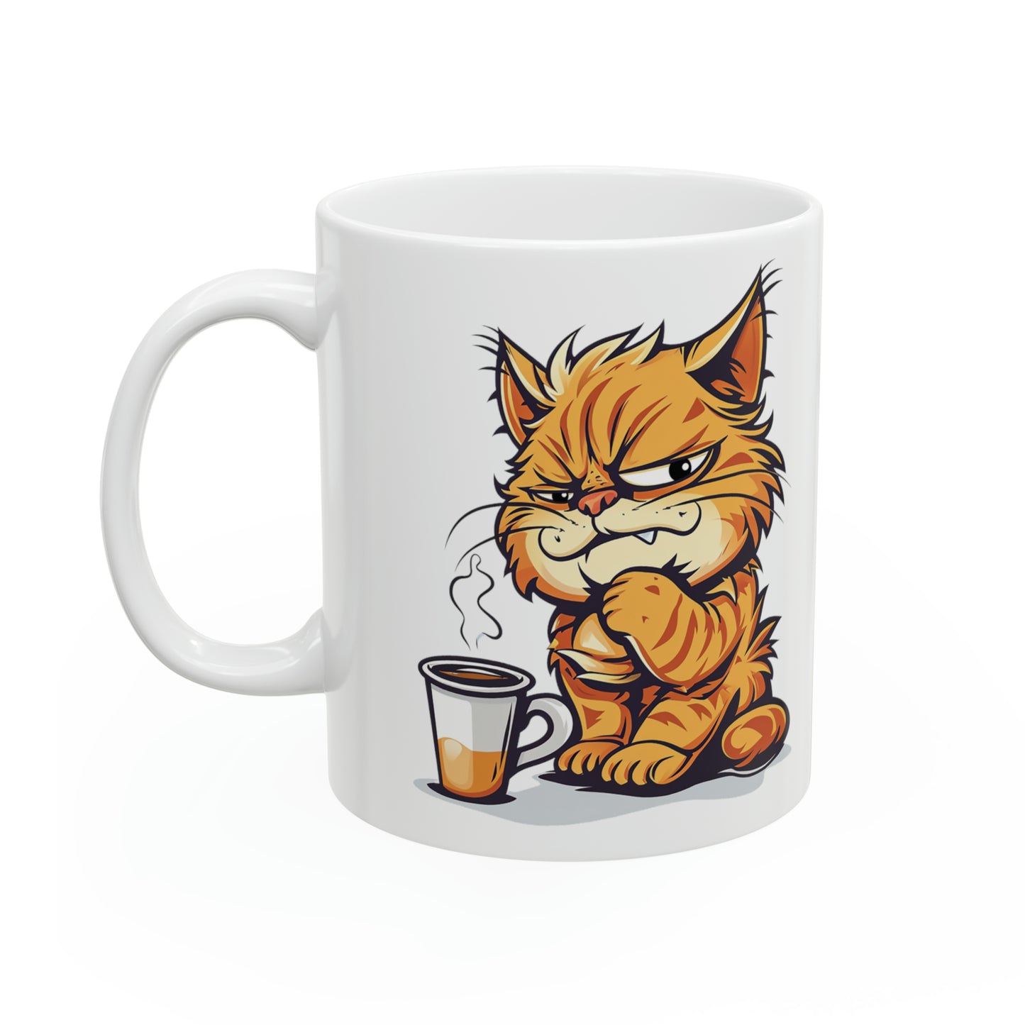 Skeptical Coffee Cat Mug, 11oz - ShadowCrafts Studio