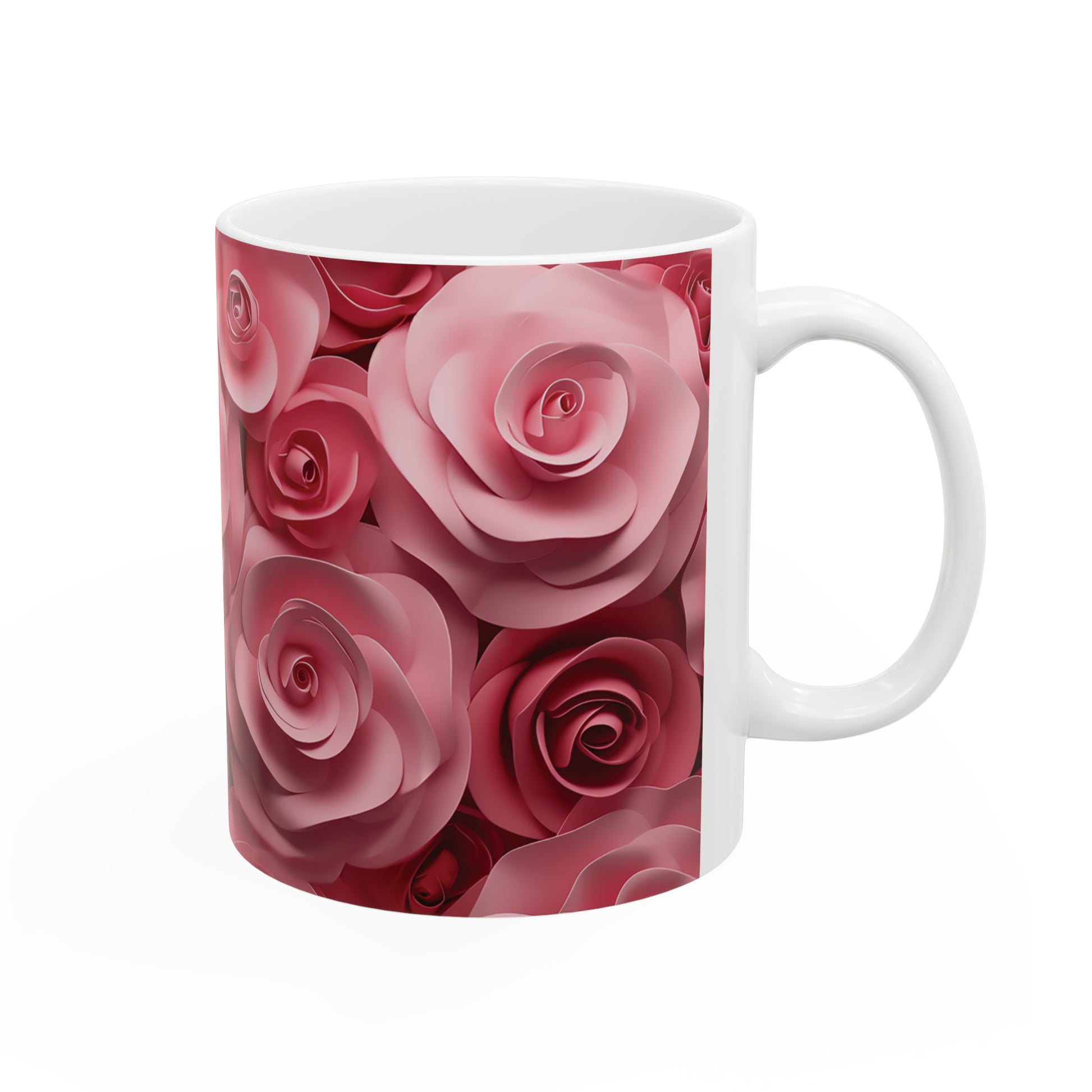 Pink Roses Mug, 11oz - ShadowCrafts Studio