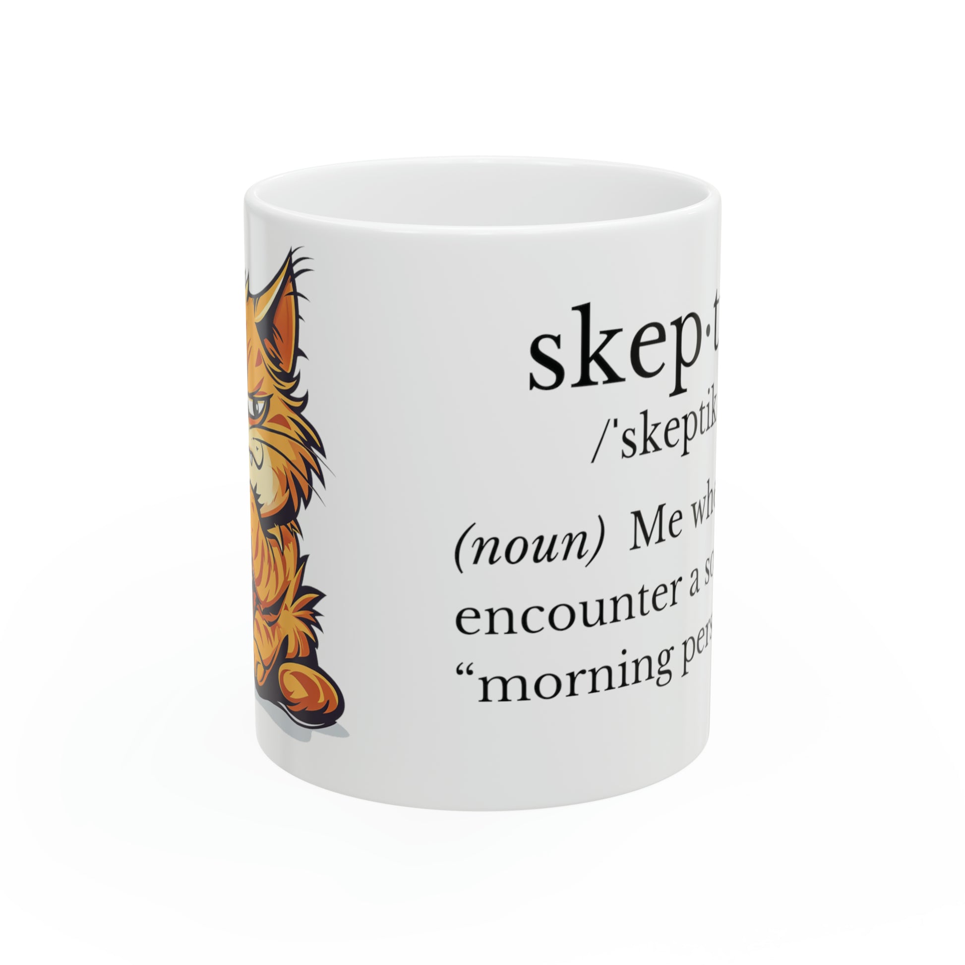 Skeptical Coffee Cat Mug, 11oz - ShadowCrafts Studio