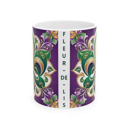 Mardi Gras Fleur de Lis Mug, 11oz