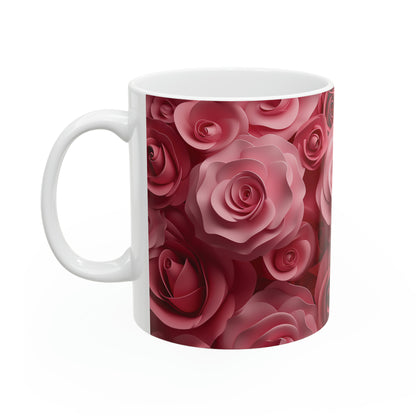 Pink Roses Mug, 11oz - ShadowCrafts Studio