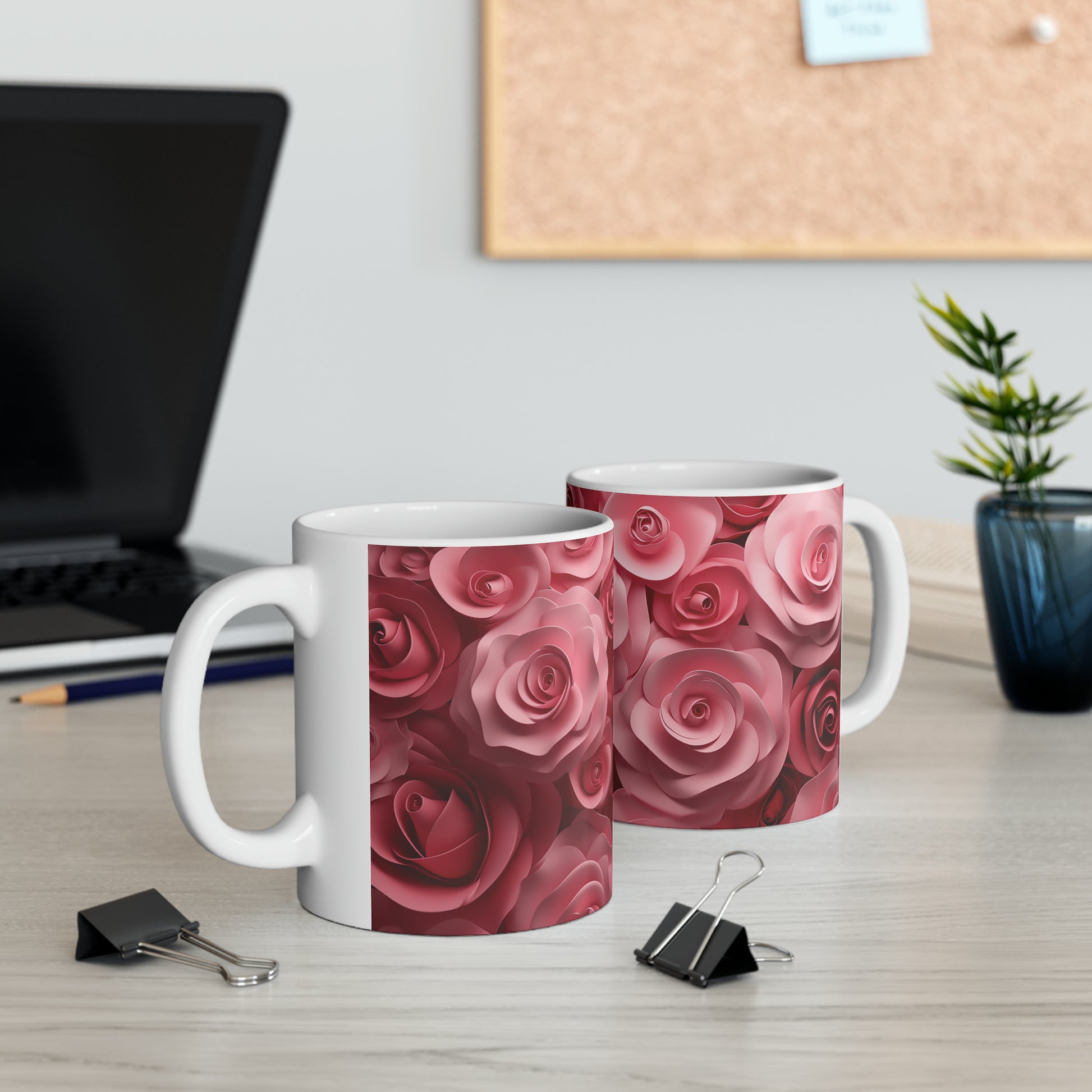 Pink Roses Mug, 11oz - ShadowCrafts Studio