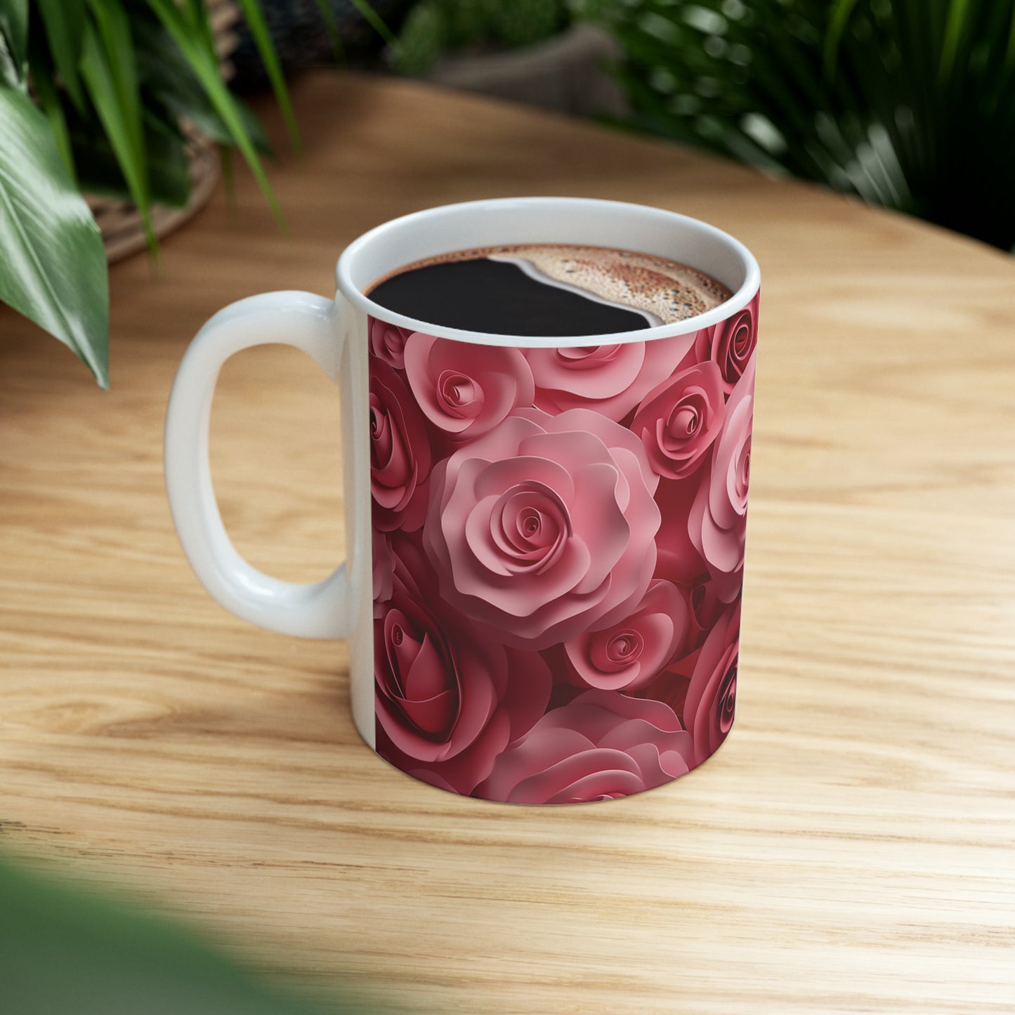 Pink Roses Mug, 11oz - ShadowCrafts Studio