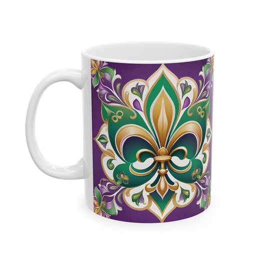 Mardi Gras Fleur de Lis Mug, 11oz